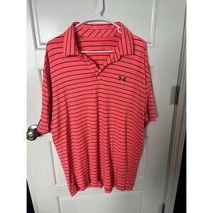 Men's Under Armour Coral Striped Polo XL